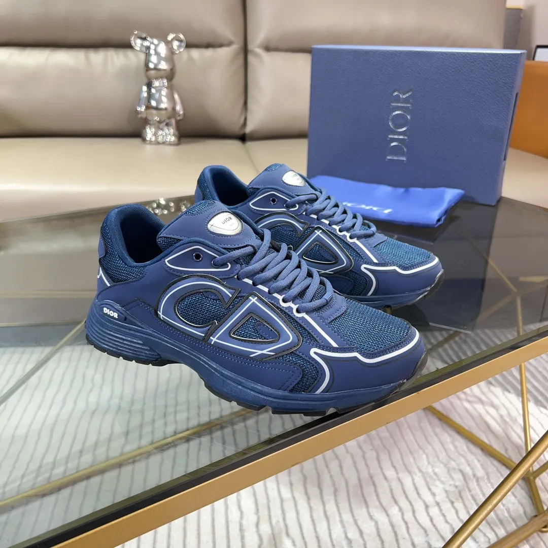 Men's Shoes💰P460💰【DIOR】Dior's new B30 low-top sneakers✅ are carefully made of gray mesh fabric and white technical fabric, decorated with reflective "CD30" graphic logo, and "DIO~B30" and "CD30" logos on the heel and tongue. An extra-light, sculpted rubber sole with signature accents adds style, while internal stretch details create ideal comfort. It can be matched with various casual styles to show a fashionable and modern sports style. Code number: 38-44 (45 can be customized)